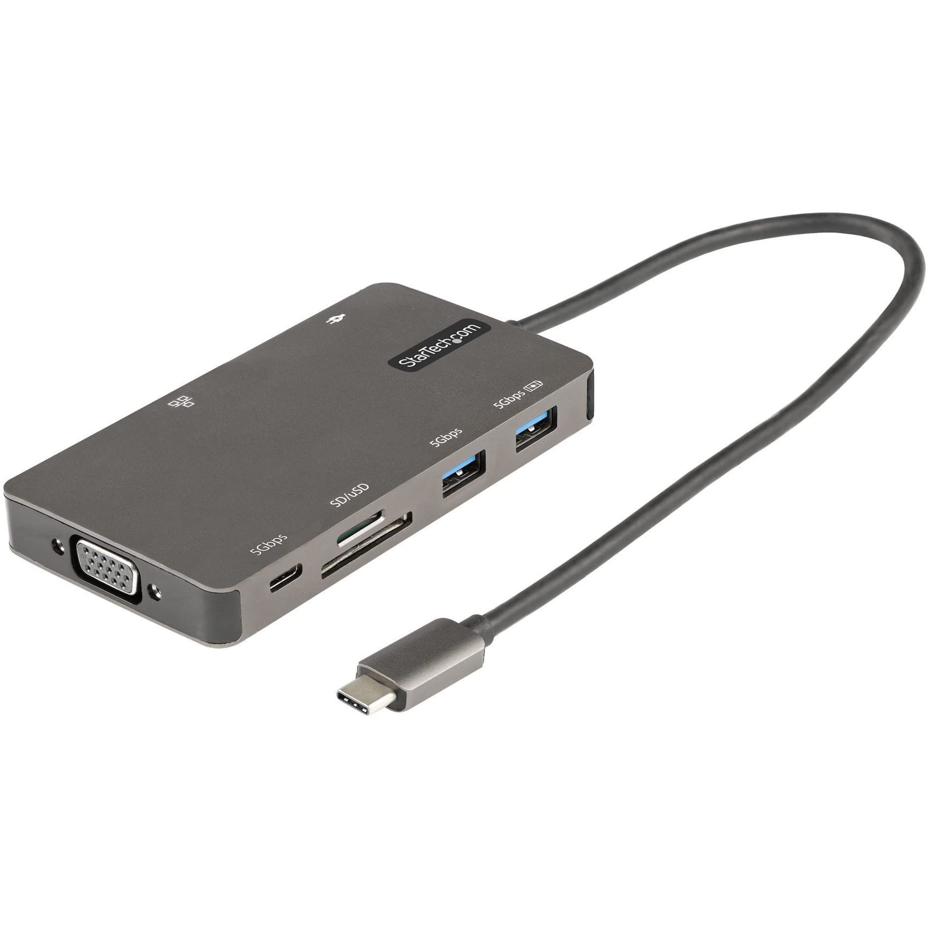 StarTech.com USB C Hub with HDMI 4K 30Hz/VGA, 5Gbps USB 3.0 Ports, 100W PD, SD/Micro Card Reader, Gigabit Ethernet - Compact Travel Dock for MacBook Pro/Air, Dell XPS, HP, Chromebook (DKT30CHVSDPD) - Perfect for Home Office, Remote Work & Business Travel