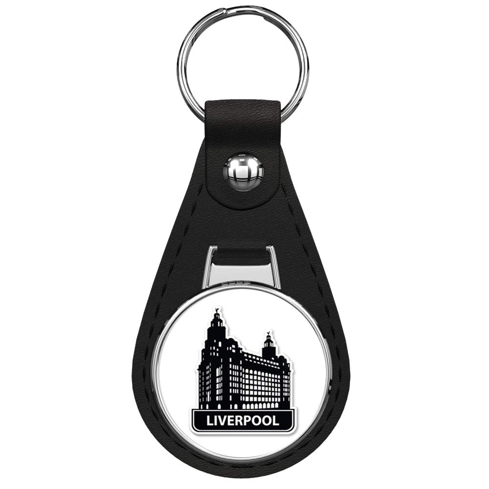 Liverpool FC Black Leather Keychain with Silver Keyring - Premium Football Team Key Holder for Fans, Gifts, and Everyday Use