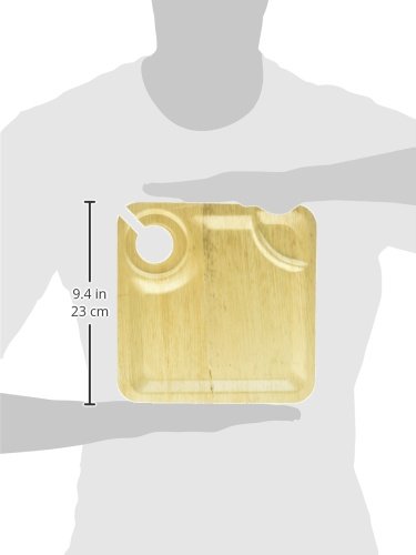 Eco-Friendly 9x9 Inch Bamboo Disposable Cocktail Plates with Built-In Glass Holder - 50-Pack Sustainable Serving Plates for Wedding Banquets, Catering Events & Party Appetizers (Perfect for Cocktail Receptions, Buffet Service & Outdoor Gatherings)