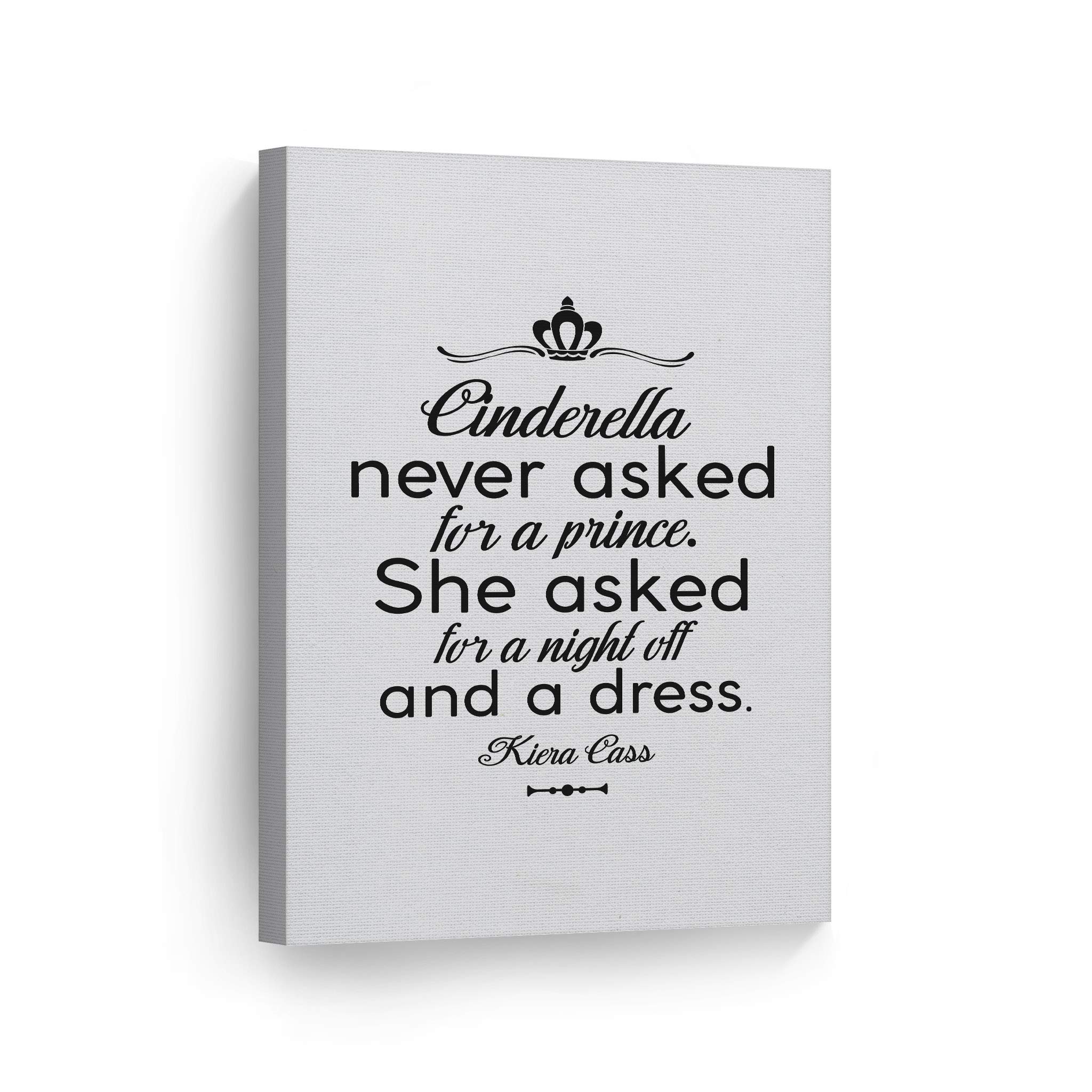 Cinderella Inspirational Quote Wall Art - Black & White Glam Fashion Canvas Print for Office, Bathroom, Teen Girls Room & Women's Dorm - Perfect for Bedroom & Living Room Decor (40x30 inches) - Motivational Home & Gift Idea