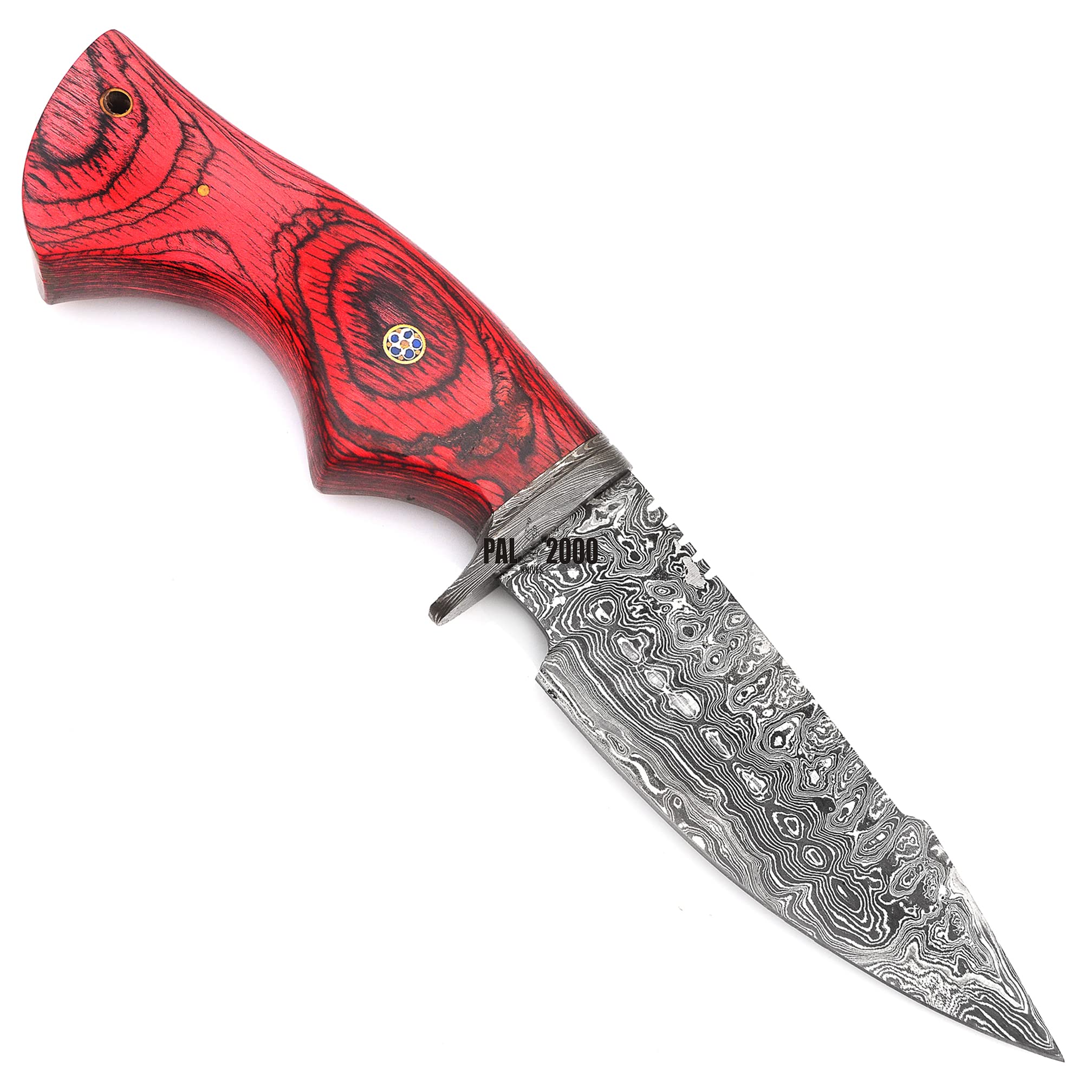 Premium Custom Handmade Damascus Steel 10-Inch Chef Knife with Wood Handle & Leather Sheath - PAL 2000 Series Hunting/Camping/Kitchen Knife - Perfect for Outdoor Adventures & Professional Cooking