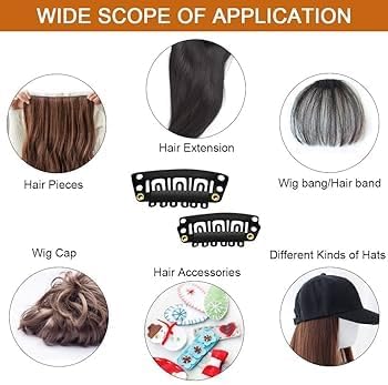 Baal Hair Extension Clips for Women & Men - U-Shape Wig Clips for Hair Patches, Wigs & Wefts | Secure Snap-On Hair Bonding Clips (Black, 12-Pack) | Perfect for Daily Styling, Cosplay & Hair Loss Solutions