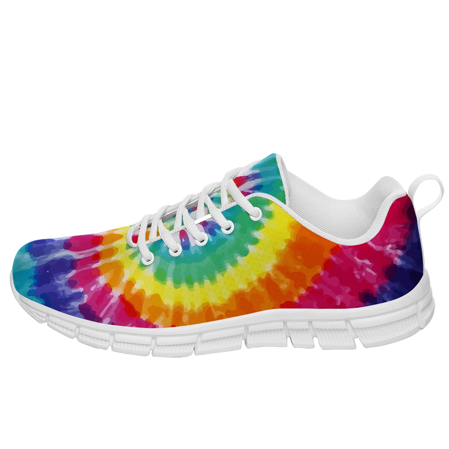 Vibrant Rainbow Tie-Dye Spiral Pattern Unisex Tennis Shoes - Non-Slip Lightweight Walking & Running Sneakers for Men & Women (Men's Size 4.5, Women's Size 6.5) - Perfect for Gym, Jogging, Casual Wear & Gift Giving