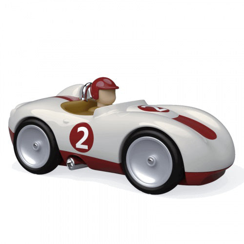 Vintage Baghera Sports Car Toy - White Classic Pedal Car for Kids | Perfect for Indoor & Outdoor Play, Birthday Gifts, and Retro Home Decor