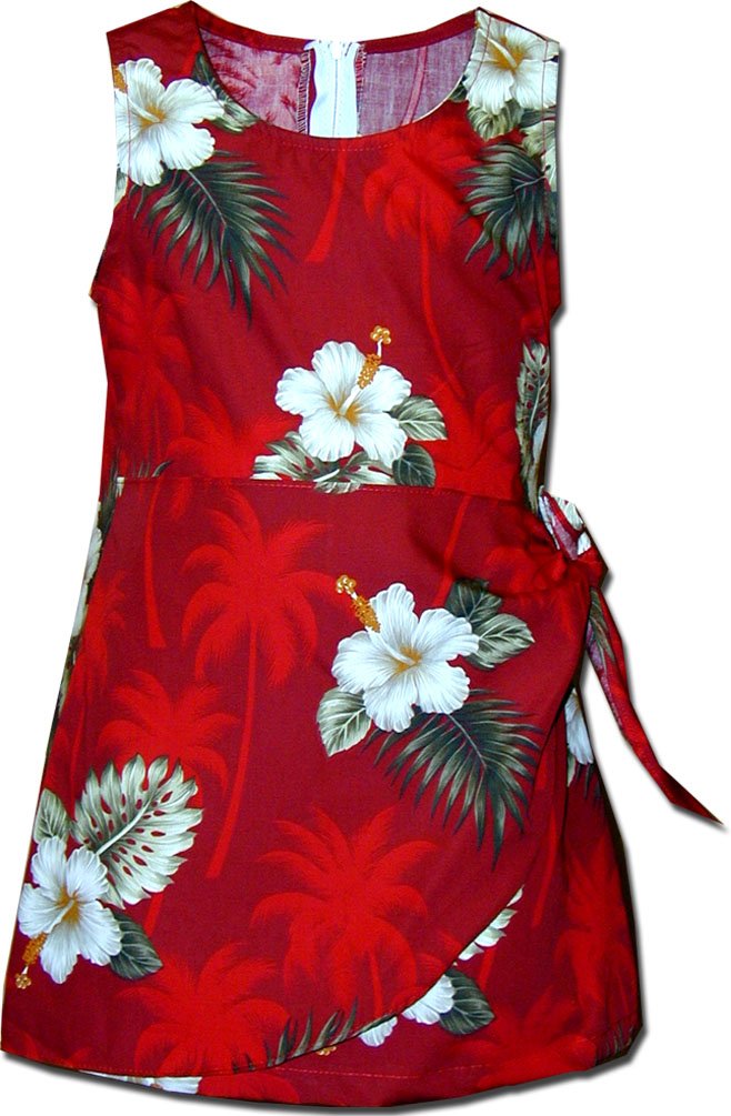 Pacific Legend Girls Hawaiian Sarong Dress with Hibiscus Print - Lightweight Beach Cover-Up for Summer Vacations, Pool Parties, and Tropical Getaways