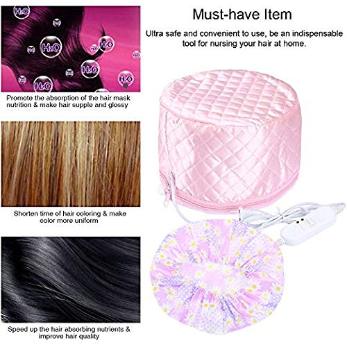 110V Electric Hair Steamer Cap for Deep Conditioning - Thermal Hair Treatment Cap with Waterproof Design for Home SPA & Salon Use - Perfect for Hair Care, Hydration & Styling (Pink) - Great for Personal Use, Family Care & Professional Salon Treatments