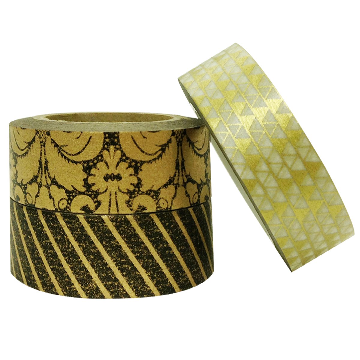 Allydrew Holiday Washi Tape Set - 3 Rolls Decorative Masking Tapes for Scrapbooking, Journaling & Gift Wrapping (Imperial Gold) - Perfect for DIY Crafts, Bullet Journals & Christmas Decorations