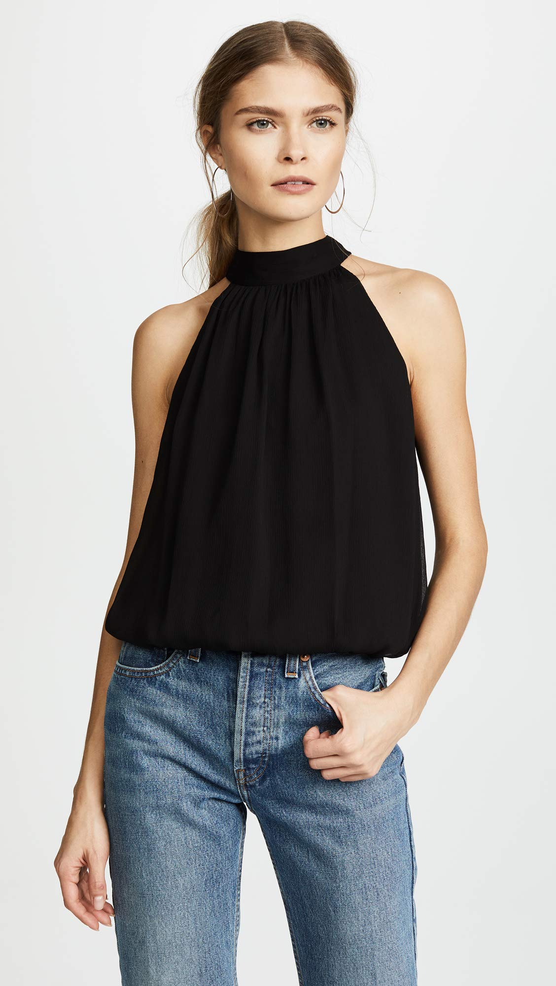 Alice + Olivia Women's Maris Gathered Halter Top - Stylish Summer Blouse for Parties, Dates & Beach Outings