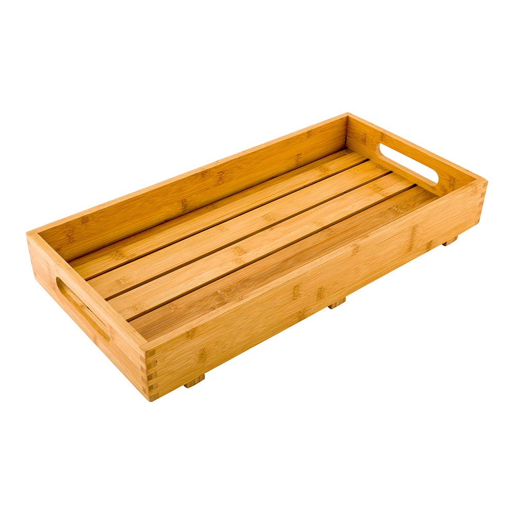 Restaurantware 22.5 x 11 x 2.75 Inch Bamboo Breakfast Serving Tray with Handles - Durable, Chip-Resistant, Shatterproof Pallet Design - Perfect for Meals, Snacks, Beverages in Restaurants, Hotels, Cafes & Home Dining
