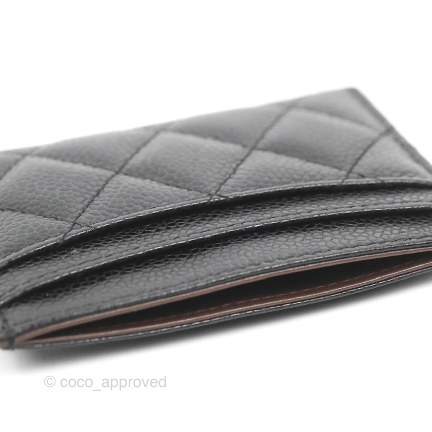 Chanel Classic Flat Card Holder in Black Caviar Leather with Gold Hardware - Perfect for Everyday Use & Luxury Gift Giving