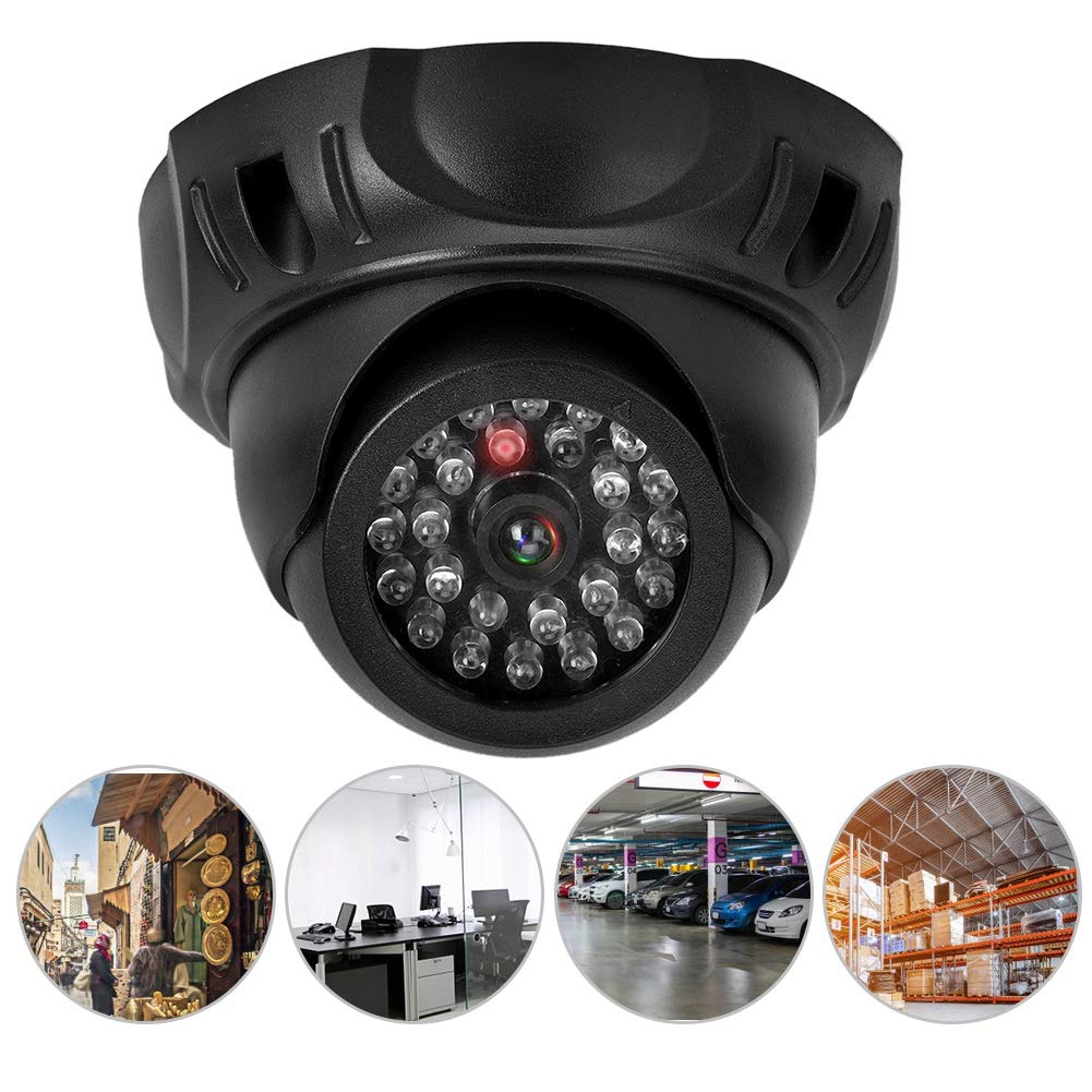 Fake Dome Security Camera with LED Light - Dummy Surveillance Camera for Supermarkets, Hotels, Parking Lots & Libraries | Deter Crime & Enhance Safety
