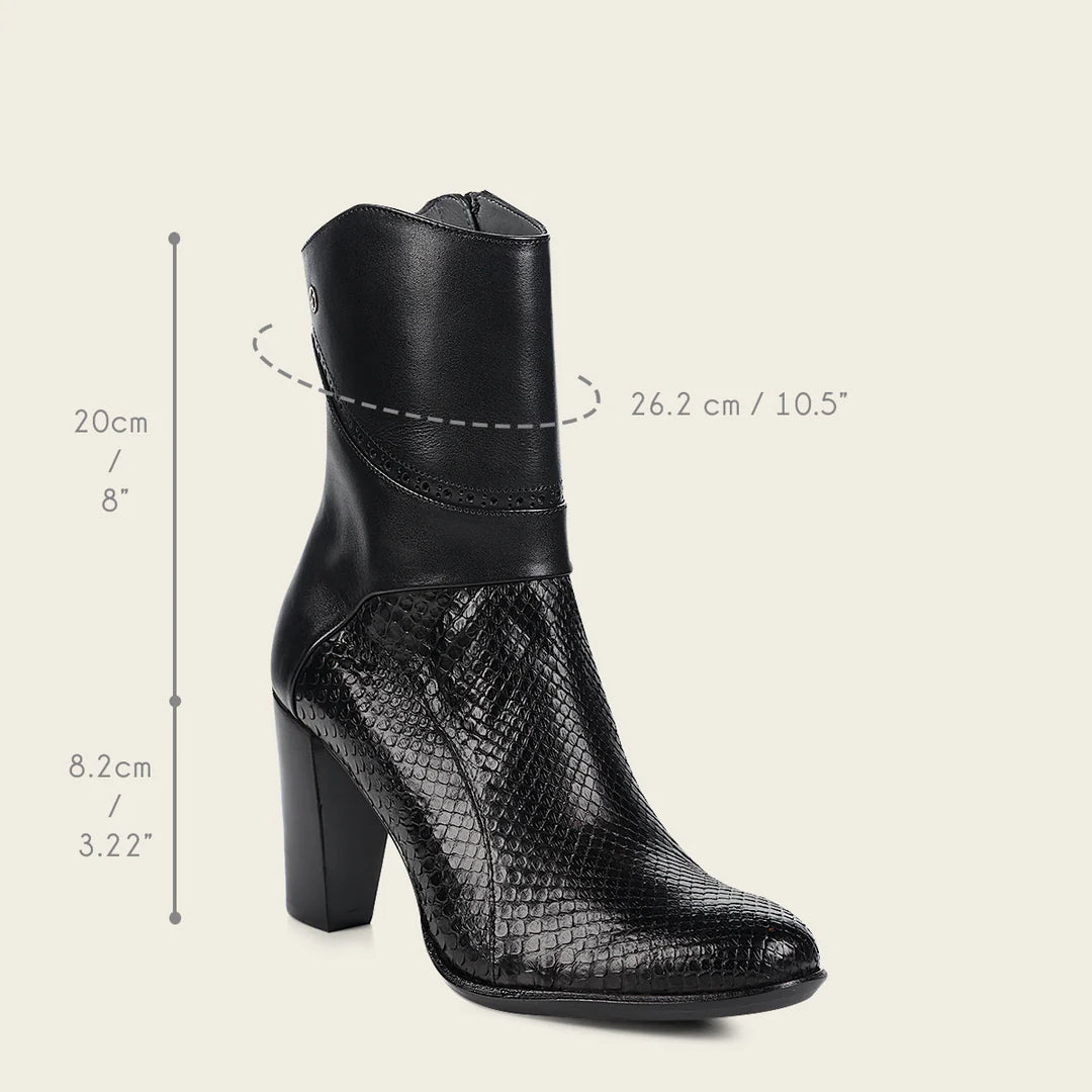 Franco Cuadra Women's Black Casual Fashion Python Skin Ankle Boots - 4G3PMTS - Perfect for Everyday Wear, Office & Night Out