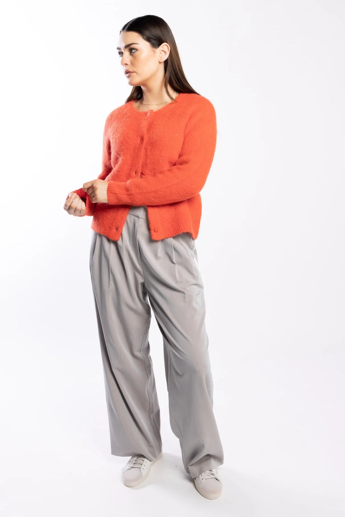 Cozy Fire Red Alpaca Blend Cardigan - Soft Warm Women's Sweater for Fall & Winter - Perfect for Casual Outfits, Office Wear and Holiday Gatherings