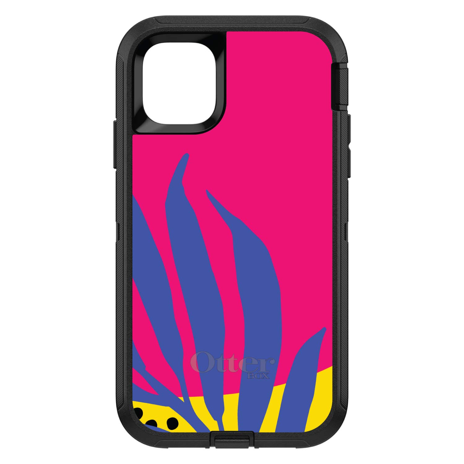 DistinctInk iPhone 13 Mini Case (5.4 Inch) - Shockproof Protective Phone Cover with Floral Design in Blue Pink Yellow - Perfect for Outdoor Activities, Travel & Daily Use