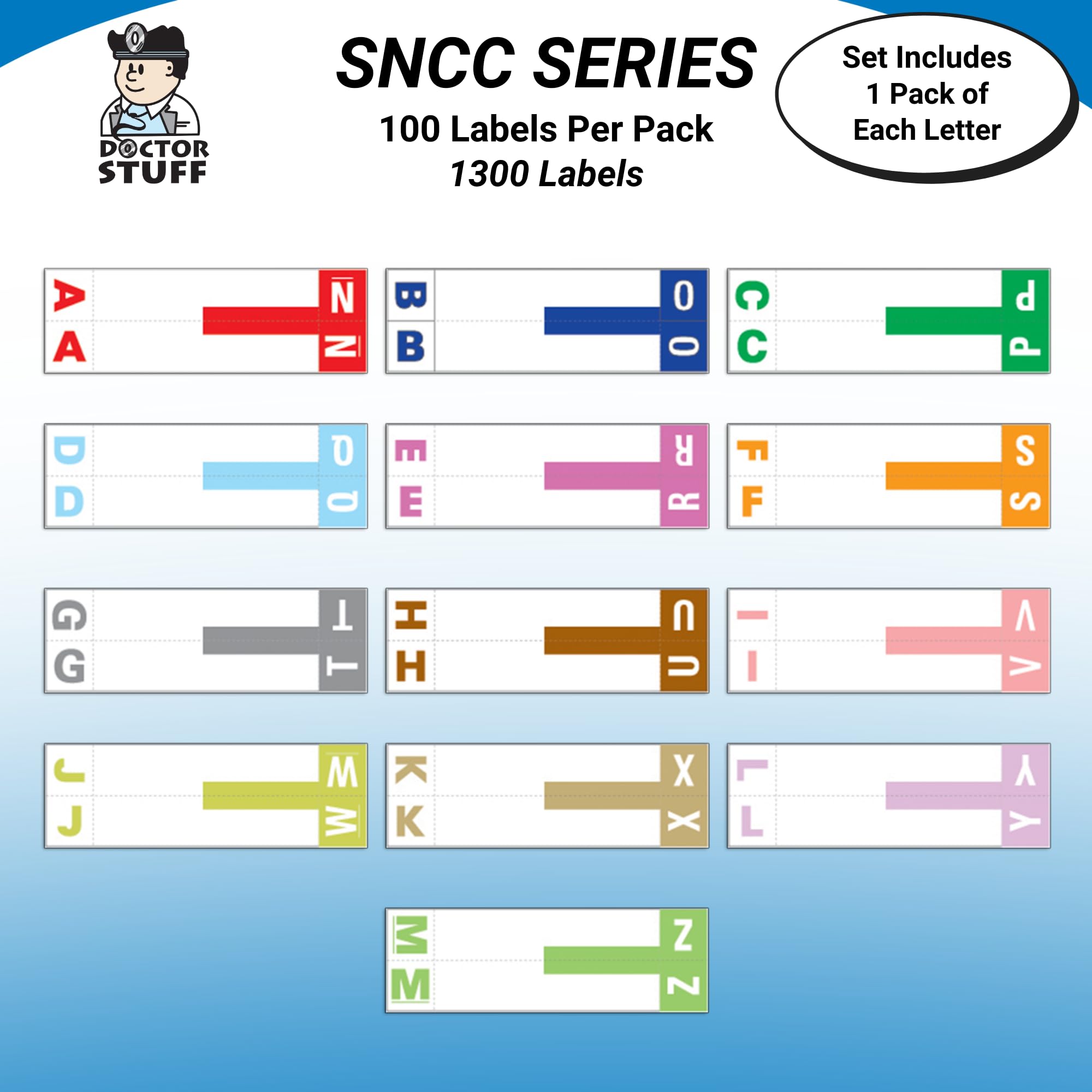 A to Z Alphabet File Folder Labels - 1300 Stickers, Complete Letter Set (100 Each), Compatible with Smead SNCC Series | Medical Chart Organization, Doctor Office Supplies, Patient Record Filing System