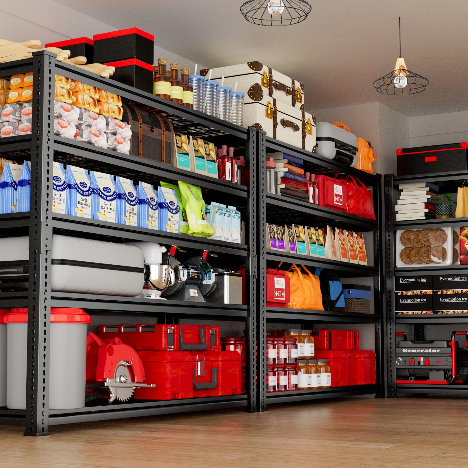 Heavy Duty 5-Tier Metal Storage Shelves 2800 LBS Capacity - 48