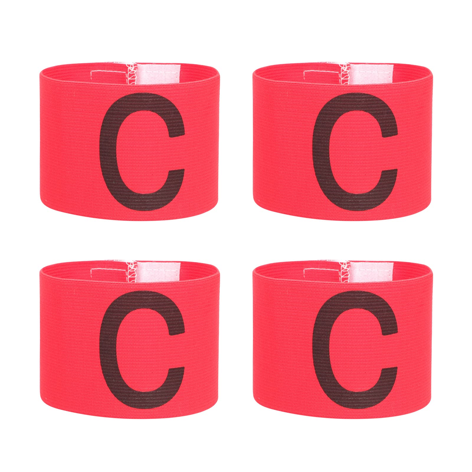 LUOZZY 4-Pack Adjustable Soccer Captain Armbands - Elastic Football & Basketball Player Bands for Kids & Youth (Red) - Perfect for Team Sports, School Games & Youth Leagues