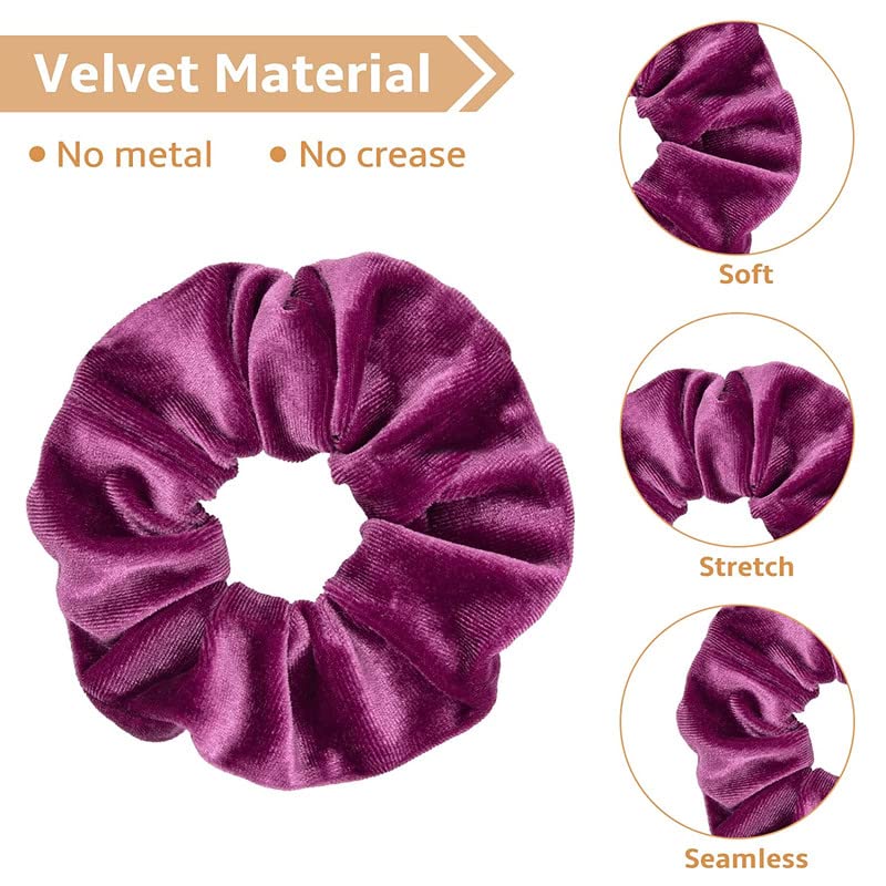 Fameza 12-Piece Velvet Hair Scrunchies Set - Soft Elastic Hair Bands & Ties for Women & Teen Girls (Multicolor) - Perfect for Valentine's Day, Christmas Gifts & Everyday Hair Styling