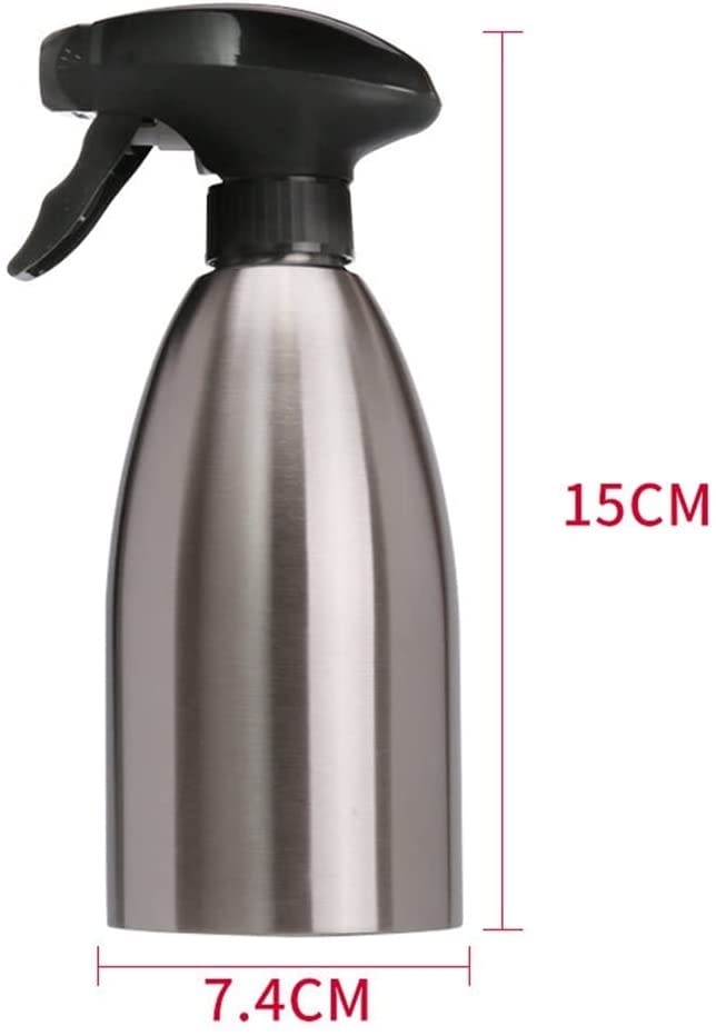 Premium Stainless Steel Oil Spray Bottle - 500ml Olive Oil Sprayer for Kitchen, Cooking, Baking & Grilling - Non-Aerosol Mister for Healthy Cooking & BBQ Tools (Silver) - Perfect for Salad Dressing, Frying & Baking
