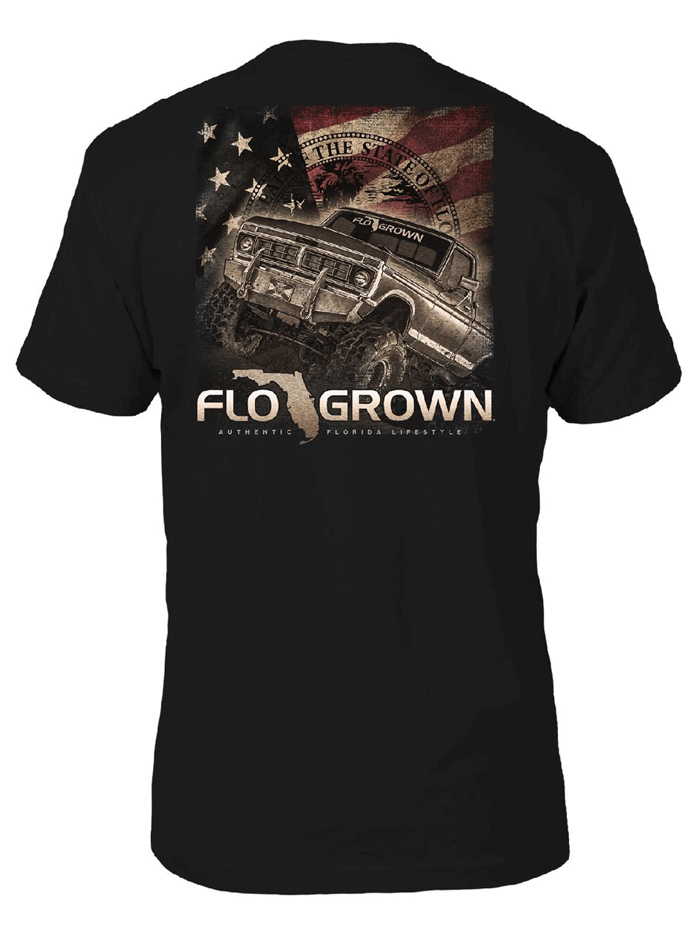 FloGrown FGM 1298 Men's Short Sleeve T-Shirt | USA Mud Truck Graphic Tee in Black | Casual Wear for Outdoor Adventures & Off-Roading