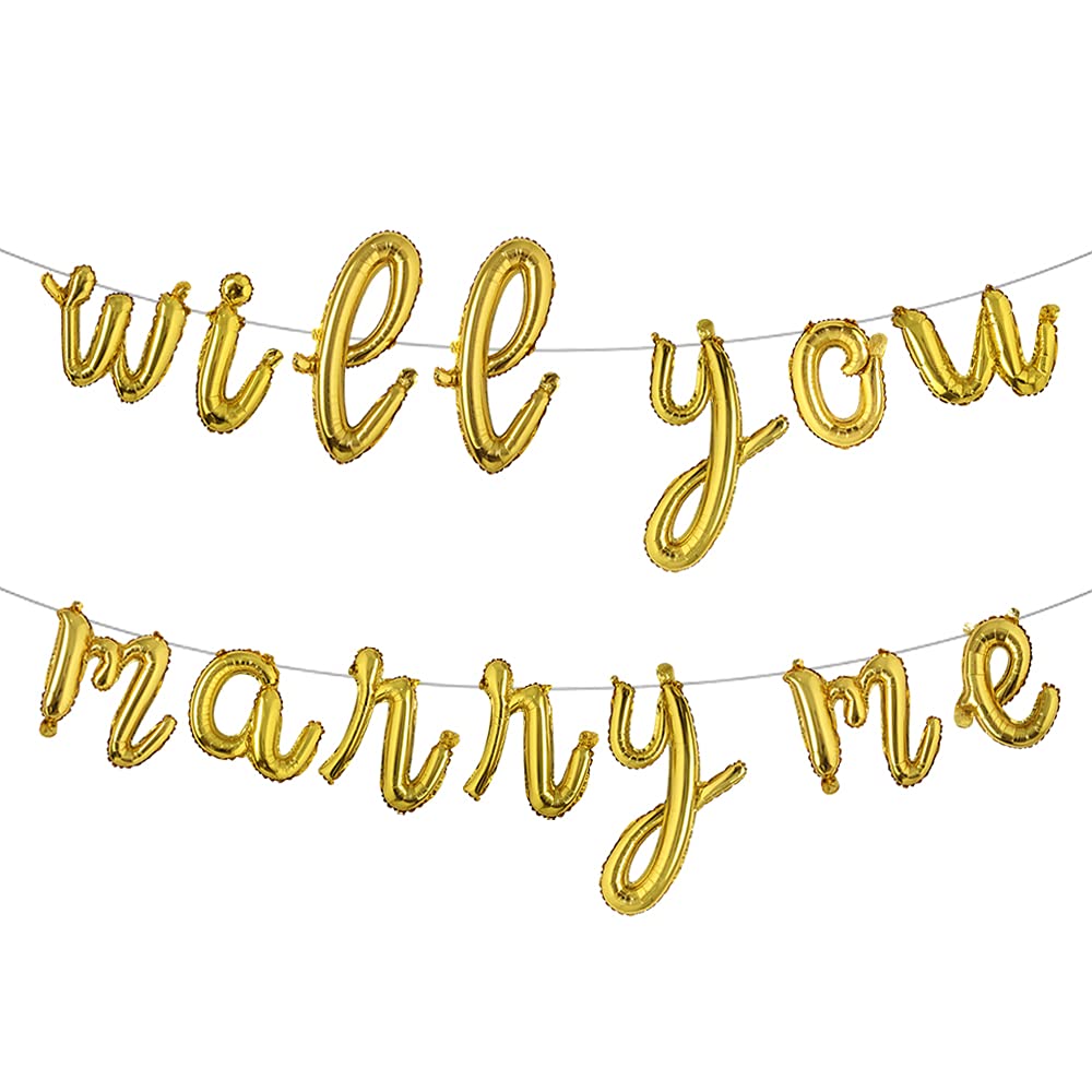 16 Inch Will You Marry Me Balloons - Gold Marry Me Proposal Balloons for Wedding Decorations, Engagement Party Supplies & Romantic Surprise Decor (Set of 1) - Perfect for Marriage Proposals, Anniversary Celebrations & Valentine's Day Decor