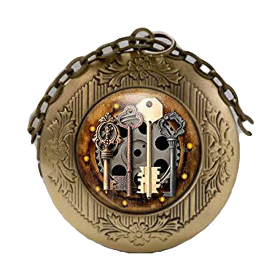 Steampunk Keys Photo Locket - Personalized Engraved Pendant with Custom Photos | Vintage Gothic Jewelry for Women | Perfect for Valentine's Day Gifts, Anniversary Presents & Unique Fashion Accessories