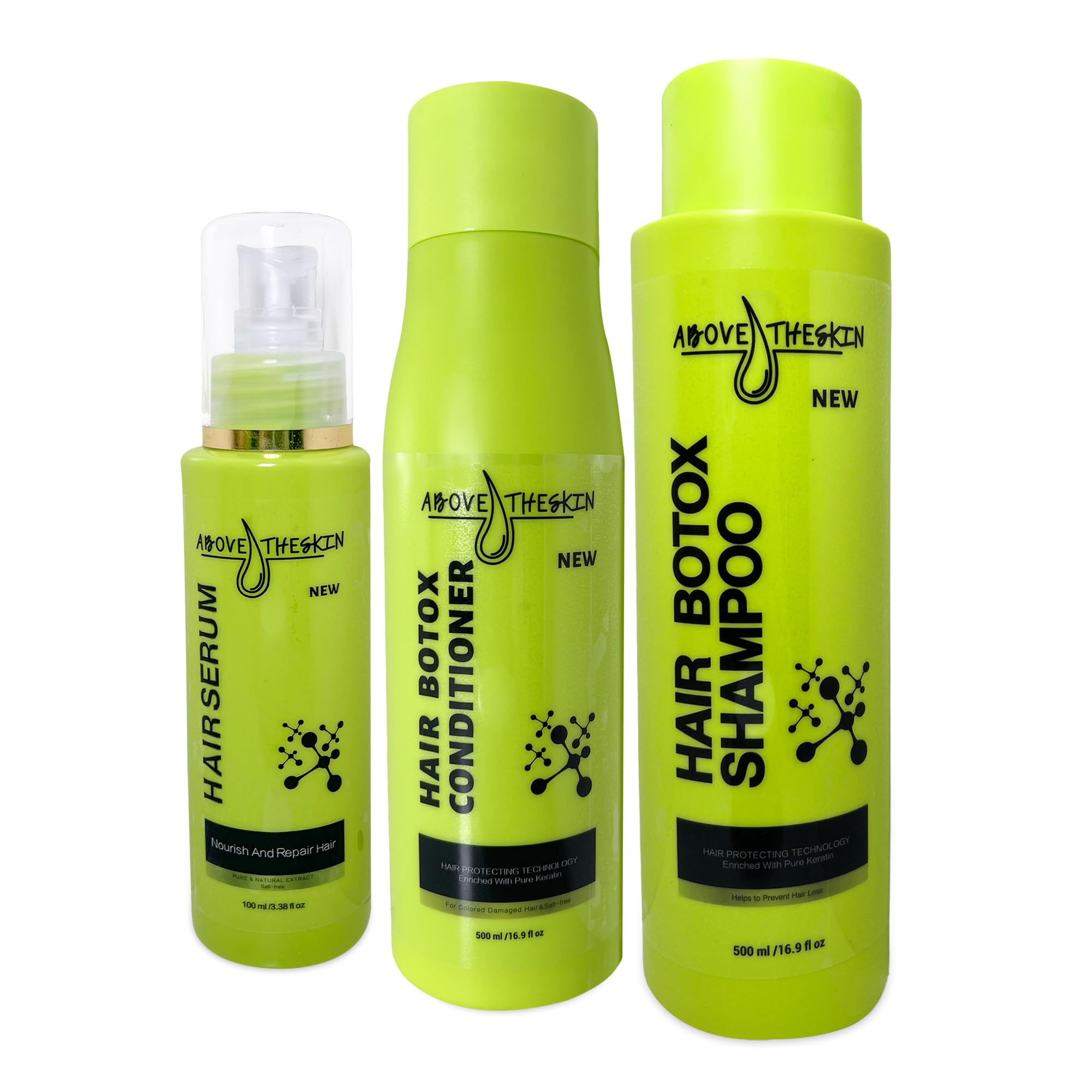 Professional Hair Botox Treatment Set (Shampoo, Conditioner, Serum) - Keratin Infused Anti-Frizz Hydrating System for Dry, Damaged Hair - Daily Use Hair Care Kit by UK Experts - Perfect for Salon-Quality Smoothing at Home
