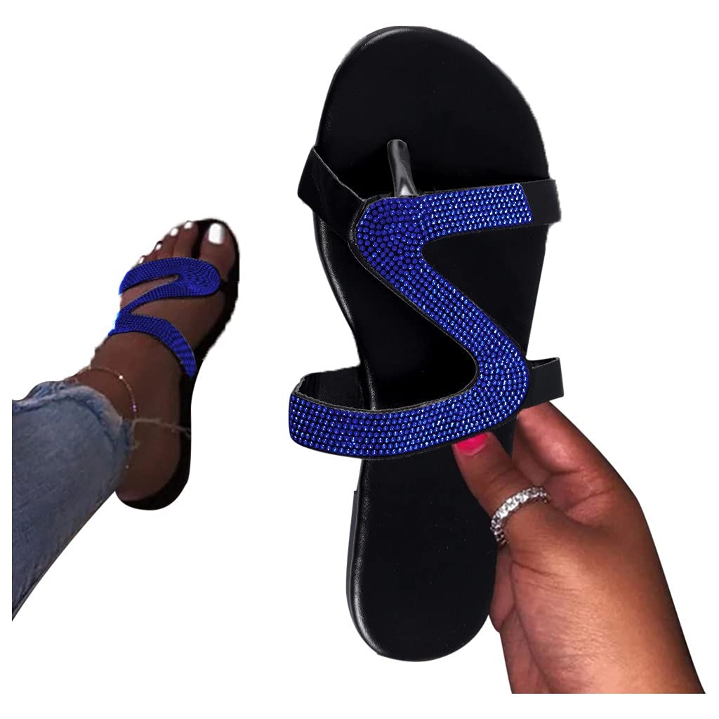 Women's Studded Flat Sandals with Rivets - Slip On Slides for Summer | Retro Rhinestone Flip Flops with Hollow Design - Perfect for Beach, Pool, and Casual Outings