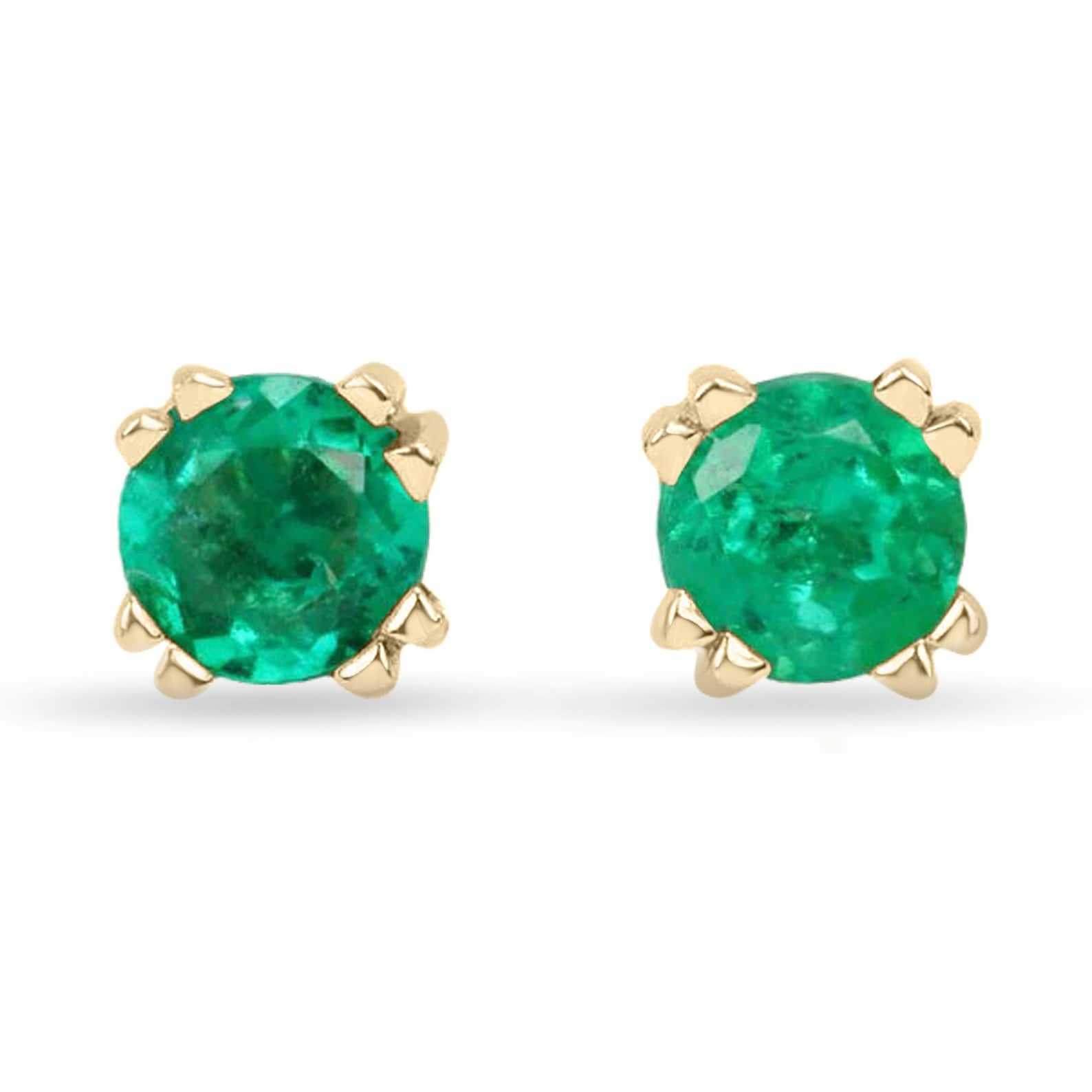 0.35tcw AAA Natural Round Emerald Stud Earrings in 14K Gold - Perfect for Weddings, Parties & Everyday Elegance