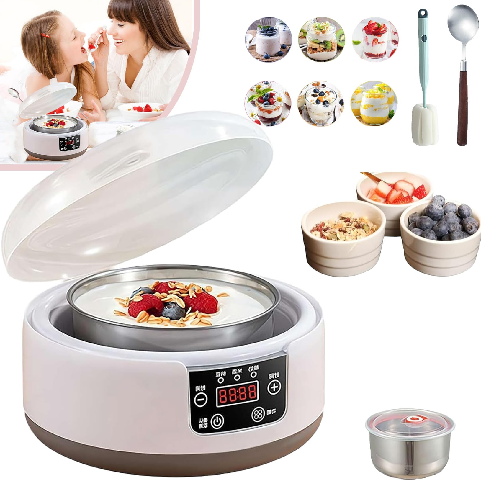 40Oz Electric Yogurt Maker Machine with Adjustable Temperature & Timer - 36-Hour Probiotic Yogurt Maker with LCD Display for Homemade Greek, Vegan & Dairy-Free Yogurt | Perfect for Kitchens, Gifts & Healthy Lifestyles