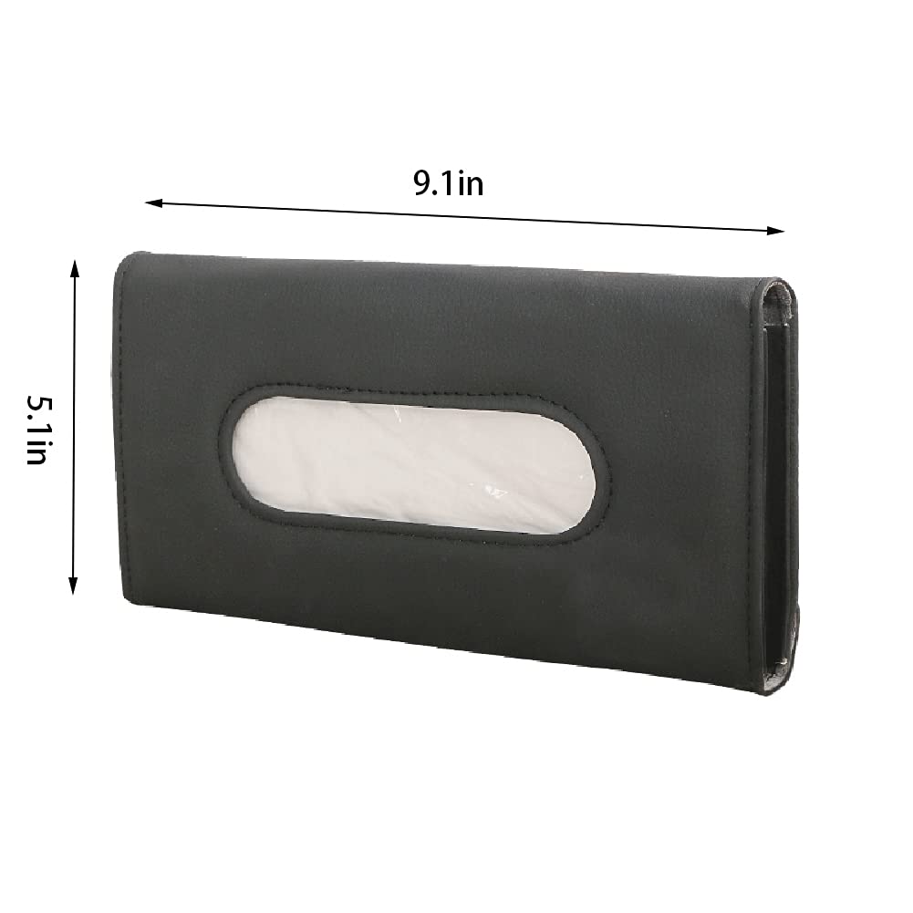 Premium PU Leather Car Tissue Holder - Sun Visor Napkin Organizer, Backseat Tissue Case for Vehicles, Perfect for Road Trips and Daily Commutes