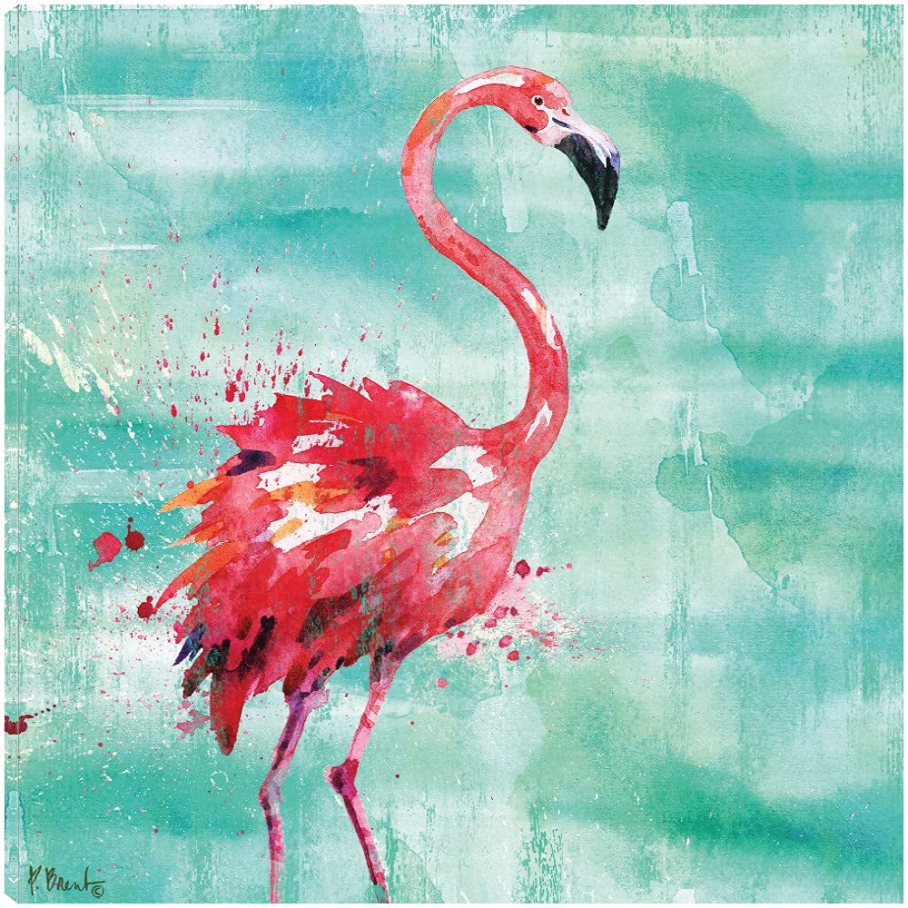 Paul Brent Arianna Flamingo I Turquoise Canvas Wall Art - 22x22 Inch Ready to Hang Fine Art Print for Living Room, Bedroom, Office Decor - Tropical Flamingo Painting for Coastal, Beach House & Boho Home Decor