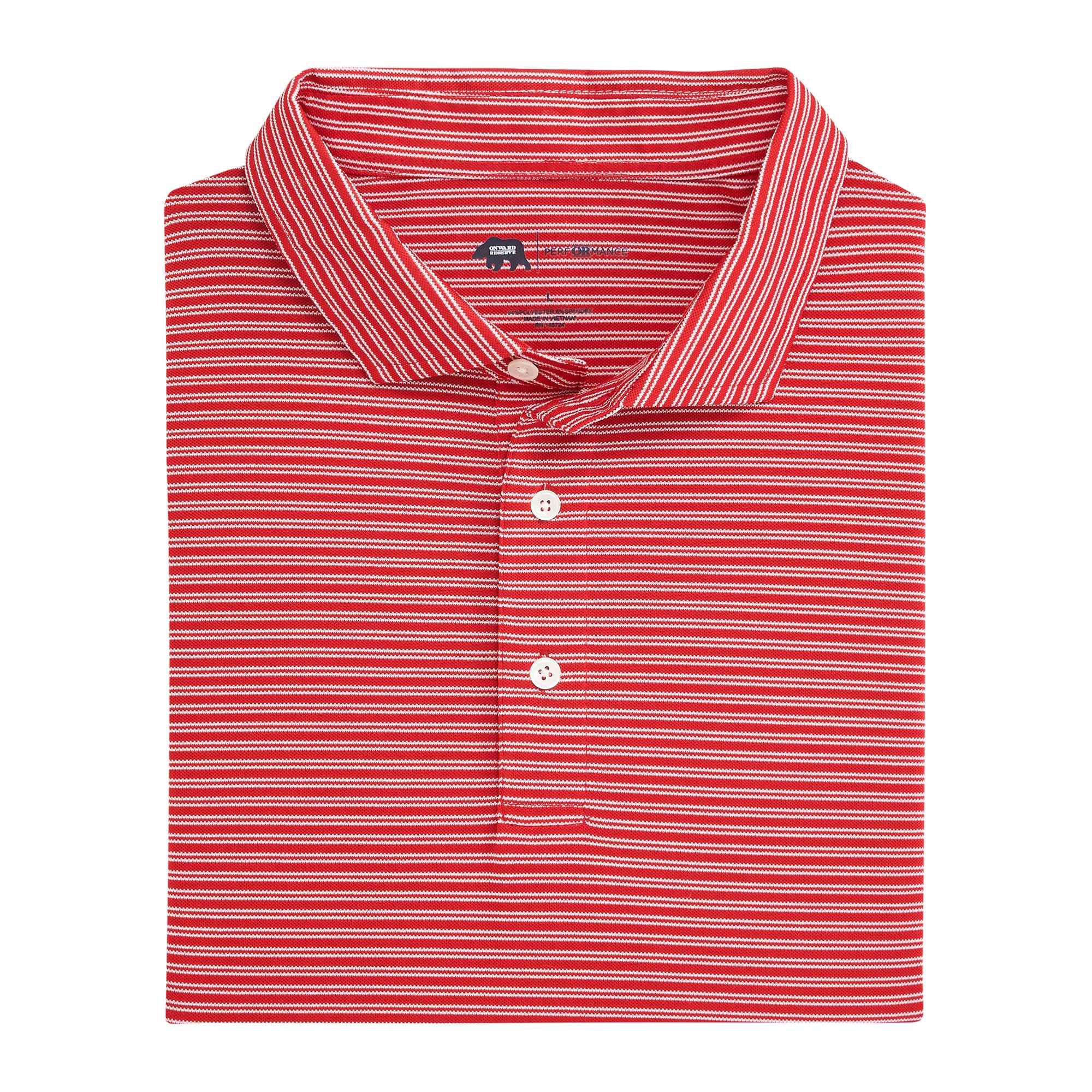 Premium Stripe Performance Pique Polo Shirt for Men - Breathable & Comfortable - Red - Perfect for Golf, Business Casual & Outdoor Activities