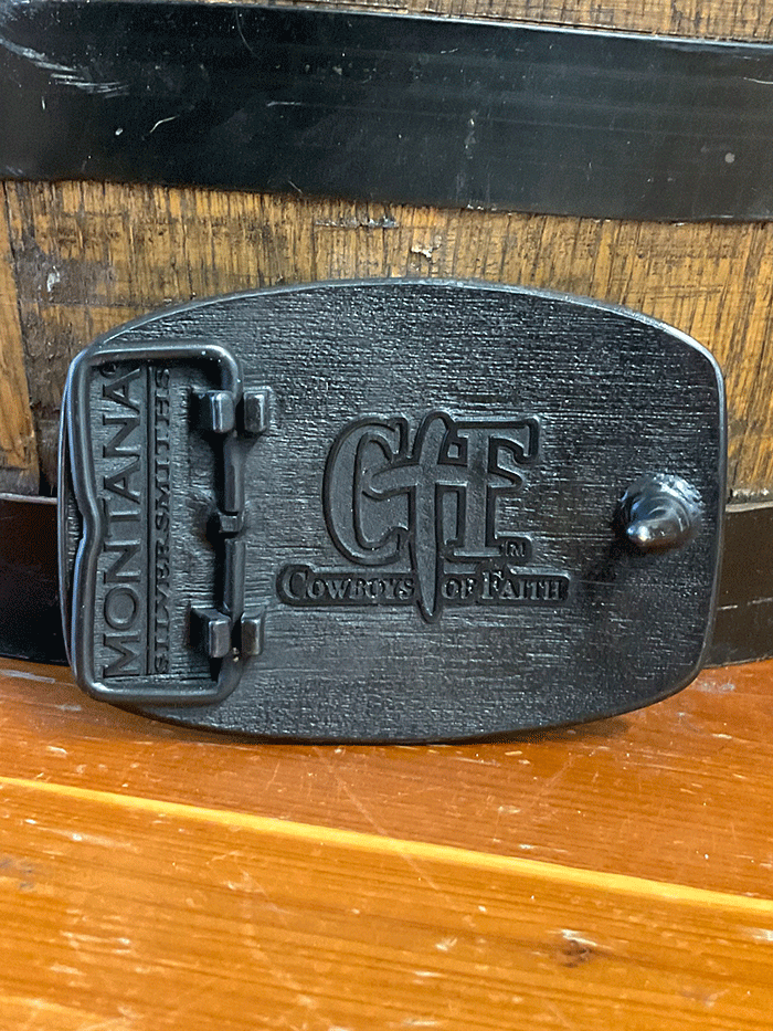 Montana Silversmiths A706C Cowboys of Faith Flag Buckle Brass - Western Belt Buckle for Cowboy Boots & Rodeo Outfits | Perfect for Country Music Fans & Patriotic Style