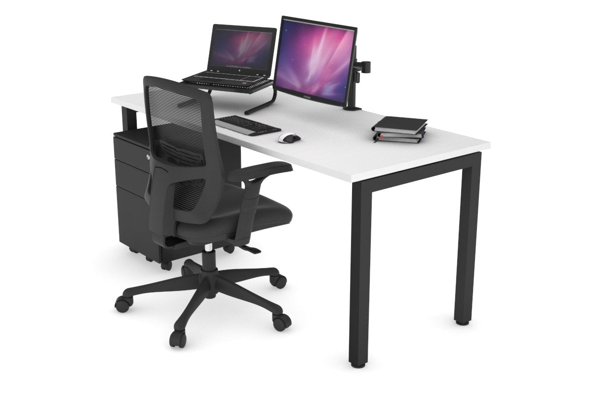 Modern Quadro Square Legs Office Desk 1400L x 700W - Sturdy Workstation for Home Office, Study Room & Small Business Spaces