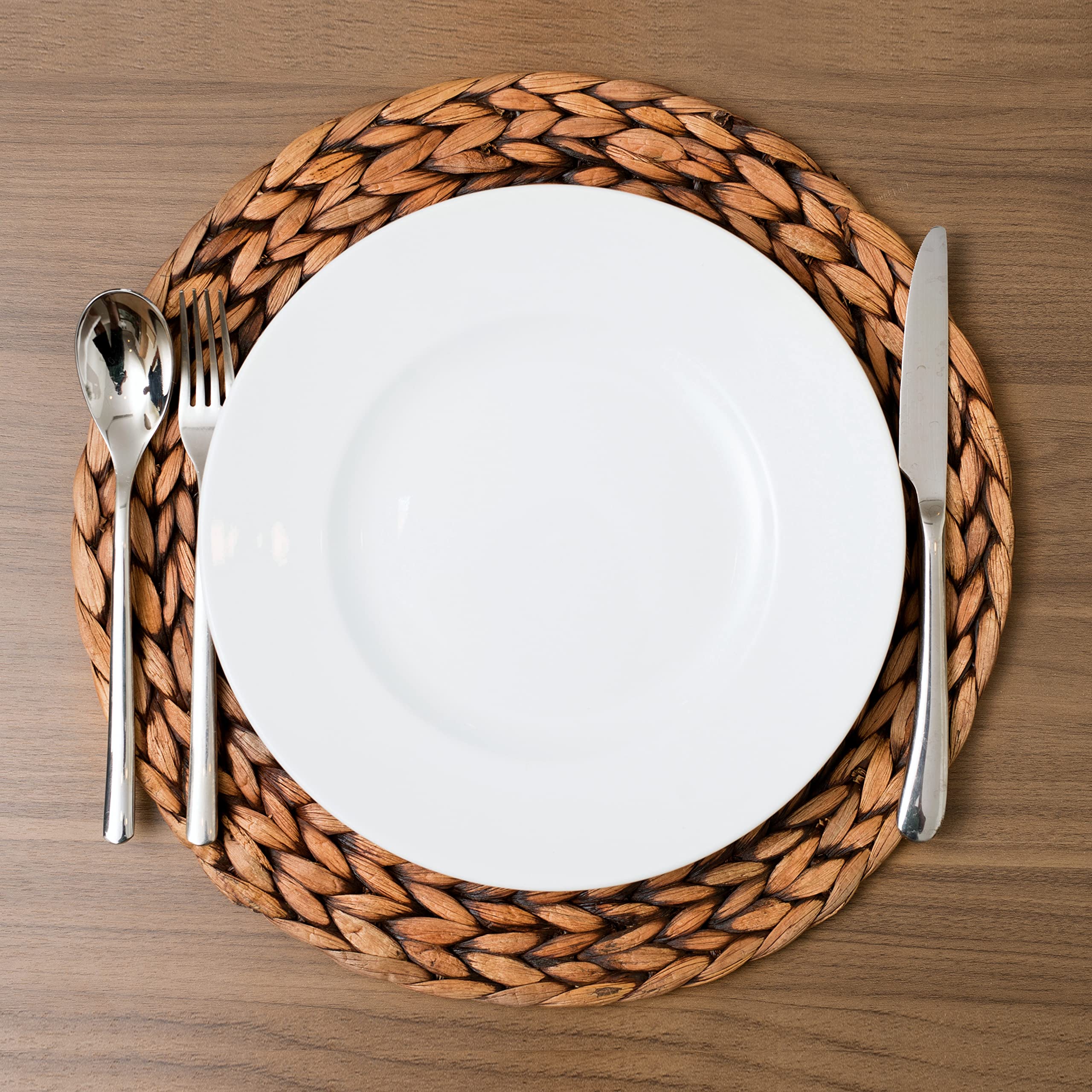 Premium Woven Round Placemats Set of 6 - 11.8