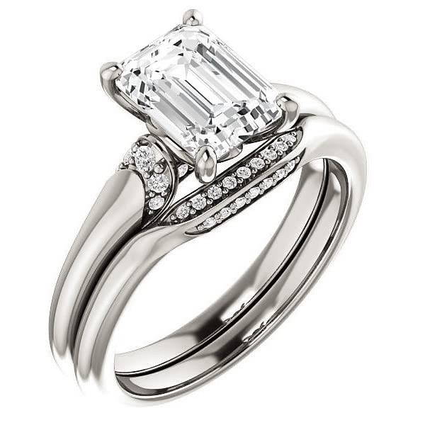 2 CT Emerald Cut Colorless Moissanite Engagement Ring for Women - Sterling Silver/Solid Gold Wedding Band Set - 4 Prong Solitaire Bridal Ring - Perfect for Proposals, Anniversaries & Special Occasions