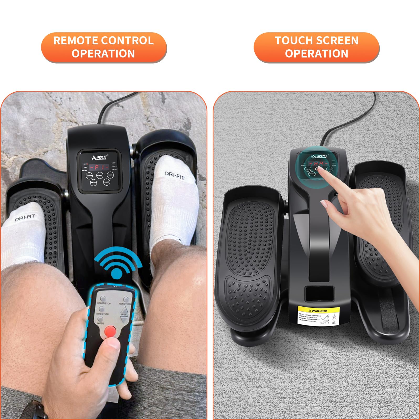 Under Desk Elliptical Machine - Adjustable Speed Quiet Mini Pedal Exerciser for Seniors & Adults with Remote Control | Portable Seated Elliptical Trainer for Home, Office & Workout Use
