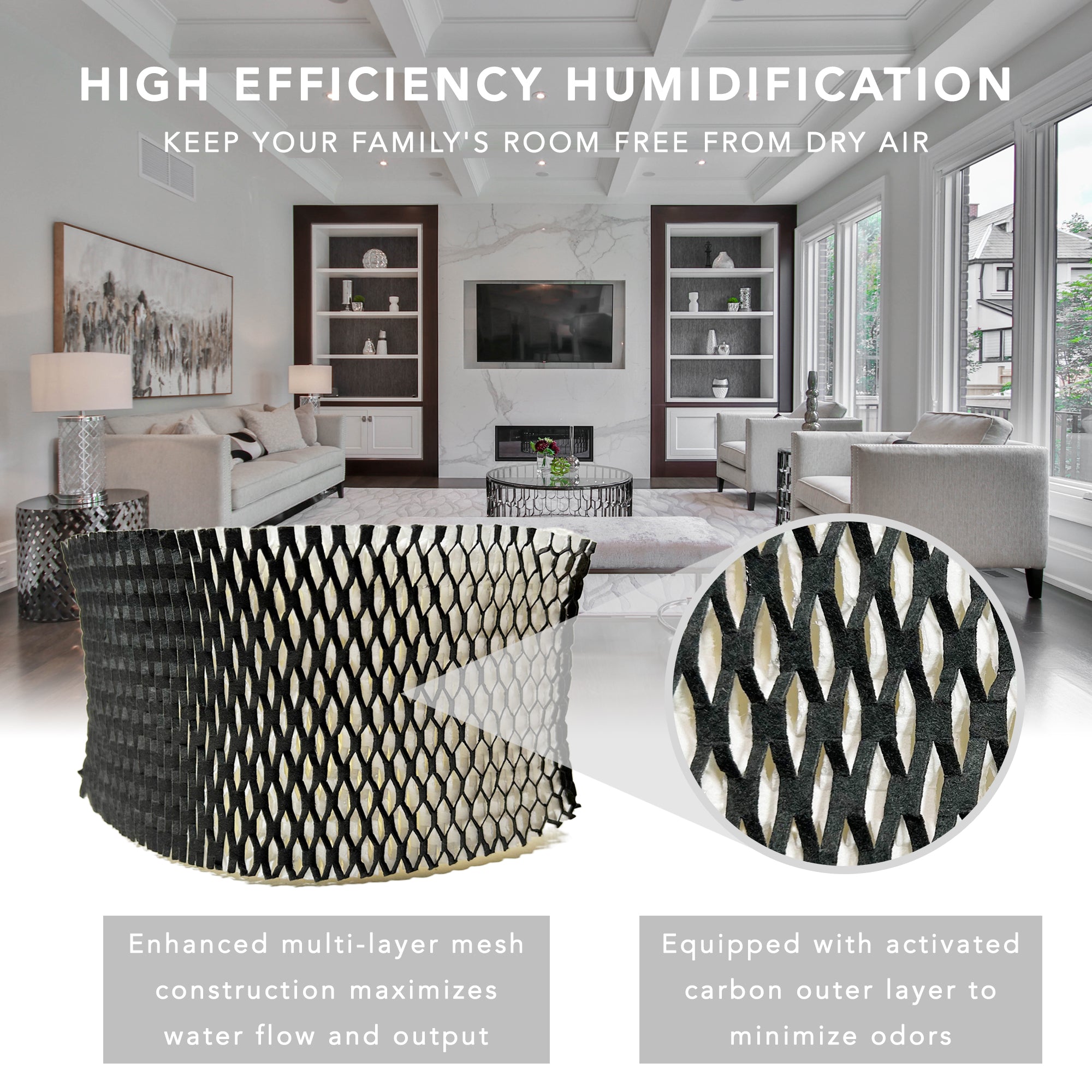 Replacement Humidifier Filter HWF62 - Compatible with Holmes HWF62, HWF62CS, HWF62D, SF212 & Sunbeam SCM1100, SCM1701, SCM1702, SCM1762 - Perfect for Dry Air Relief in Bedroom, Office, Nursery