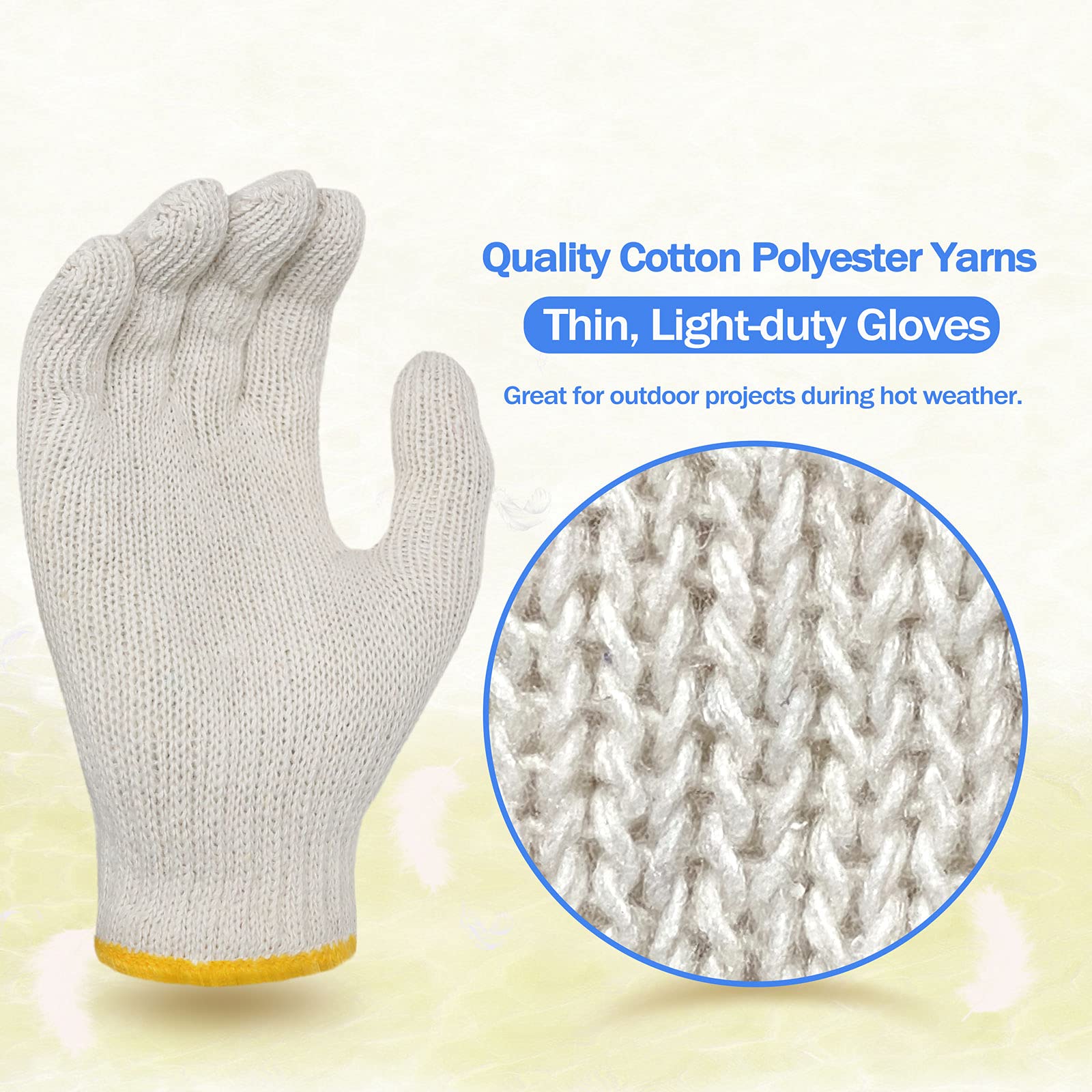 Evridwear Cotton Work Gloves for BBQ, Painting & Gardening (10/200 Pairs) - Outdoor & Home Use