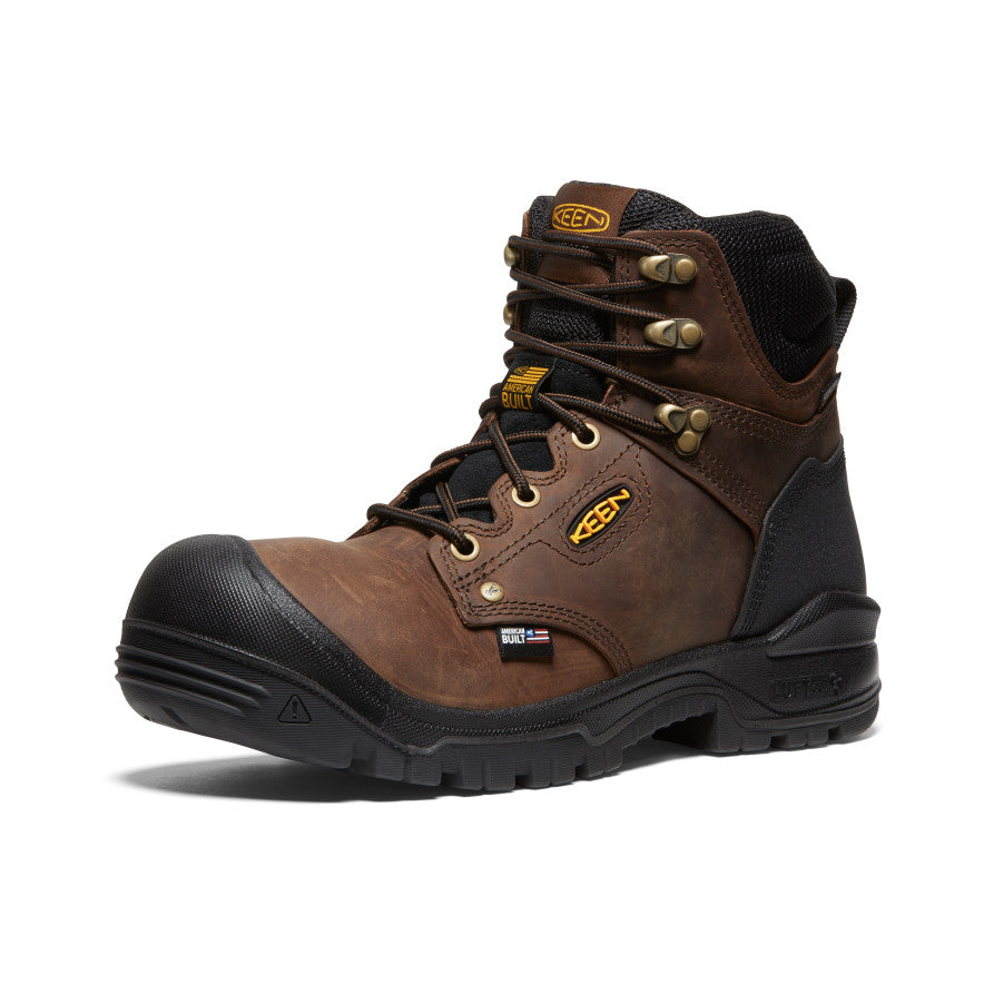Men's Independence 6 Waterproof Work Boots - Soft Toe, Dark Earth/Black | Durable & Comfortable for Construction, Hiking & Outdoor Activities