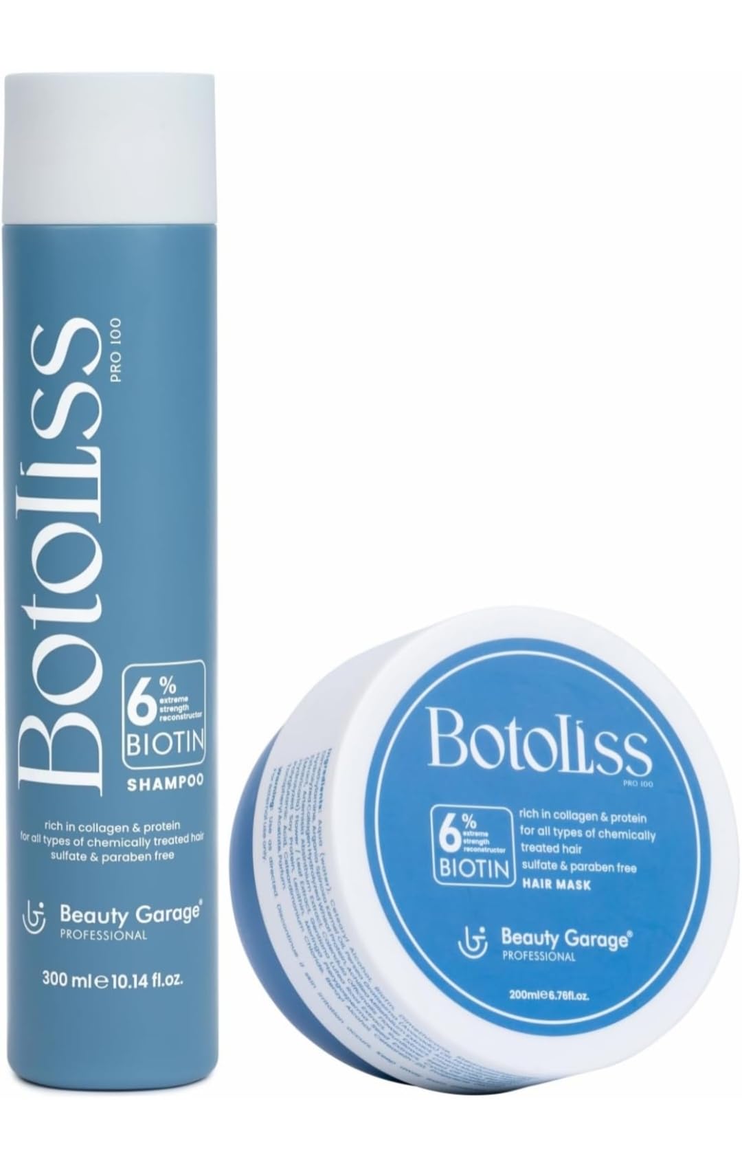 Beauty Garage Botoliss Hair Care Set - Biotin Shampoo (10.14 fl oz) & Nourishing Hair Mask (6.76 fl oz) for Thicker, Healthier Hair | Perfect for Dry, Damaged Hair & Daily Hair Care Routine