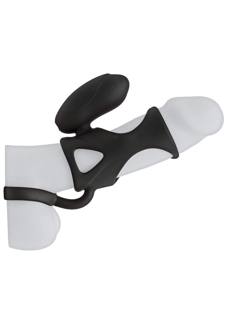 Doc Johnson KINK Caged - Black Silicone Cock Cage with Vibrating Bullet for Clit Stimulation | BDSM Restraint Toy for Couples Play & Sensual Exploration