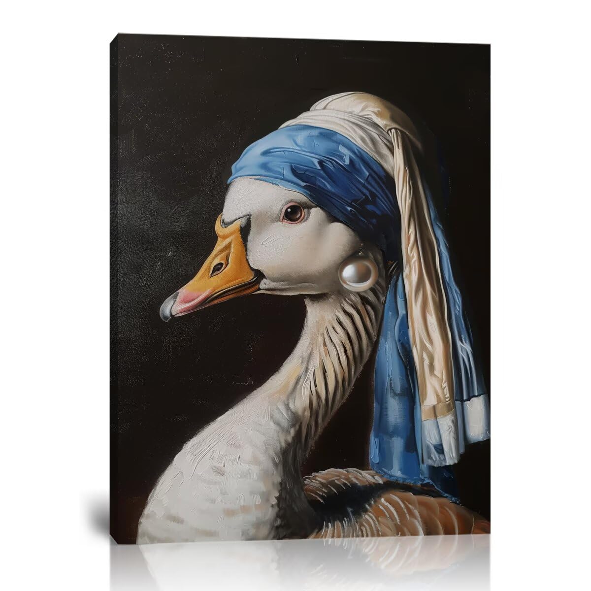 Mona Lisa Duck Canvas Wall Art - Funny Animal Poster for Bathroom & Living Room Decor - Ready to Hang