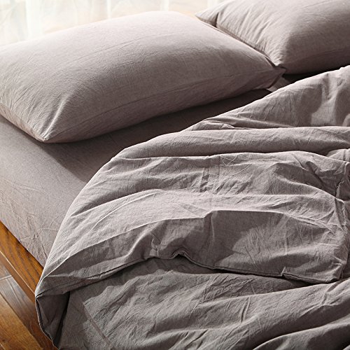 MOON'S SLEEPWARES Herse Series 100% Cotton 200 Thread Count King Size Brown Duvet Cover Set with 2 Pillowcases - Soft & Breathable Bedding for Cozy Nights & Luxurious Hotel-Style Comfort