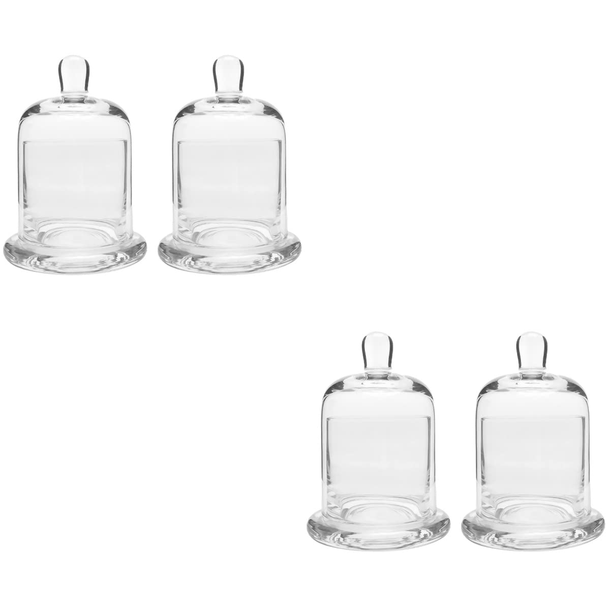 VICASKY 4-Pack Glass Bell Jar Candle Holders - Empty Tea Light Cups for Romantic Decor, Weddings, Parties & Home Centerpieces