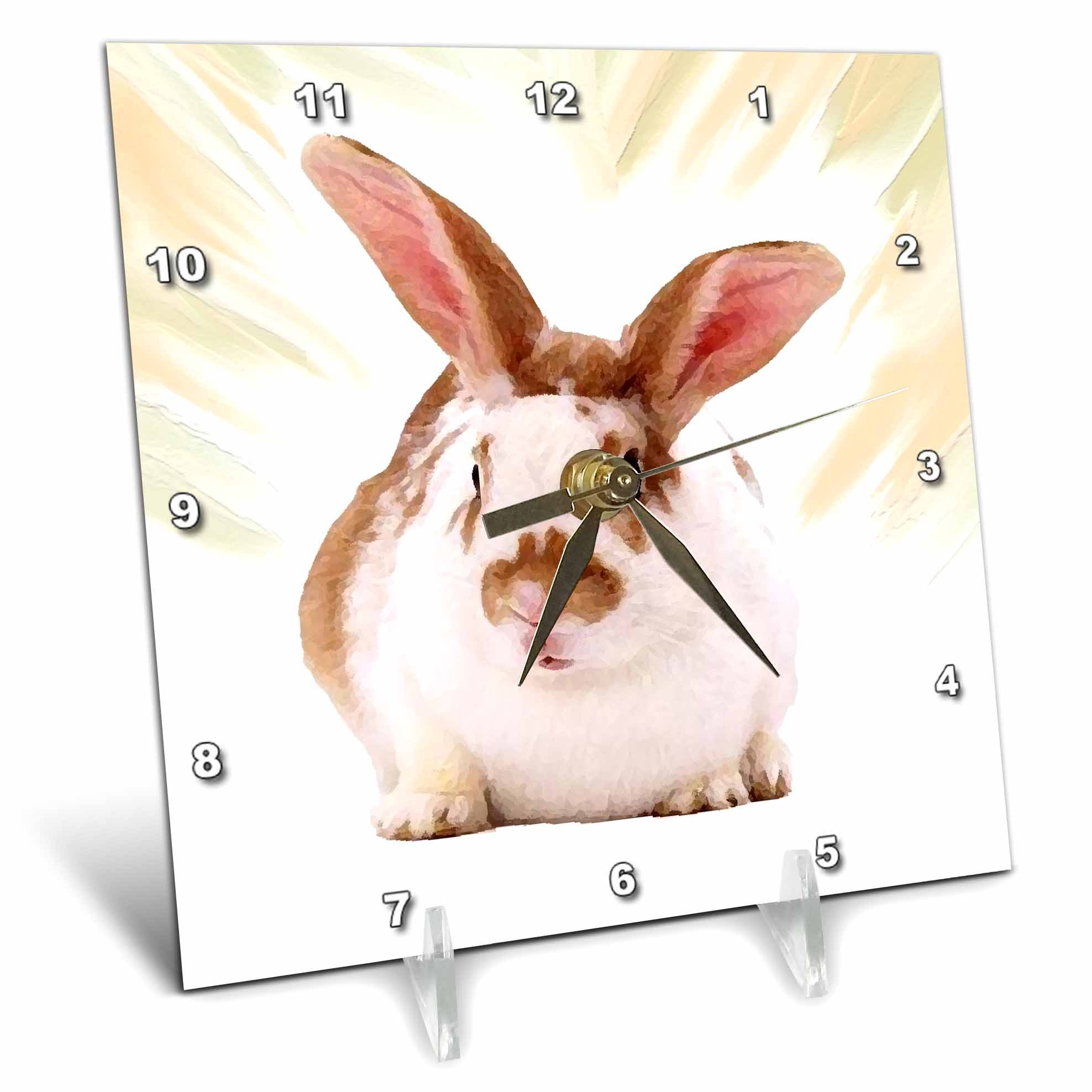 3D Rose Rabbit Desk Clock - 6x6 Inch Cute Bunny Alarm Clock for Kids & Adults - Perfect for Bedroom, Office, and Gift Giving
