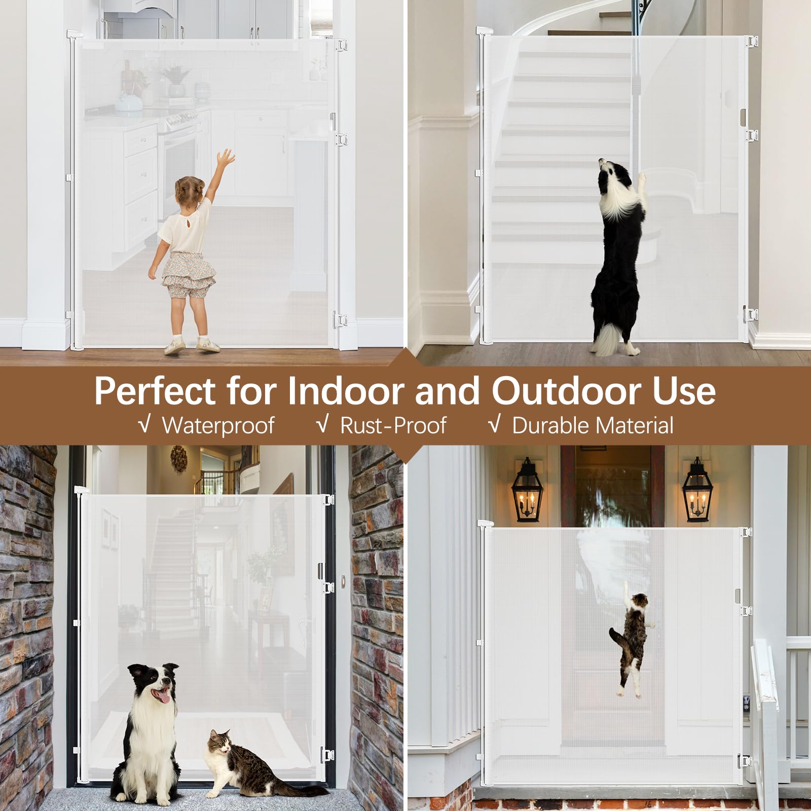 60 Inch Extra Tall Retractable Pet Gate - No Jumping Over, Extends to 55