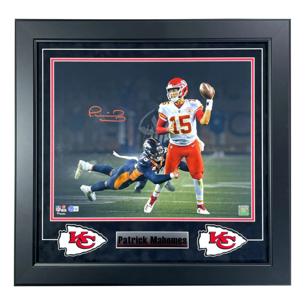 Patrick Mahomes Autographed Kansas City Chiefs 16x20 Framed Photo - BAS Certified Signed Memorabilia - Perfect for Chiefs Fans, Man Cave Decor & Sports Collectibles Display