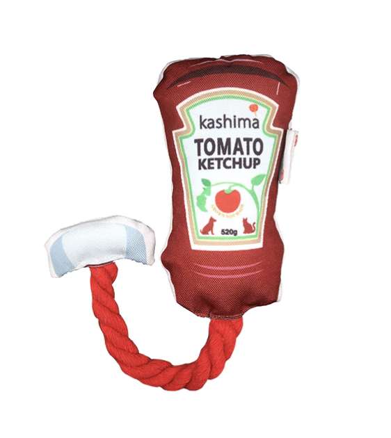 Durable Kashima Chew-Resistant Dog Toy - Ketchup Flavor for Aggressive Chewers | Interactive Play & Dental Health for Medium to Large Dogs